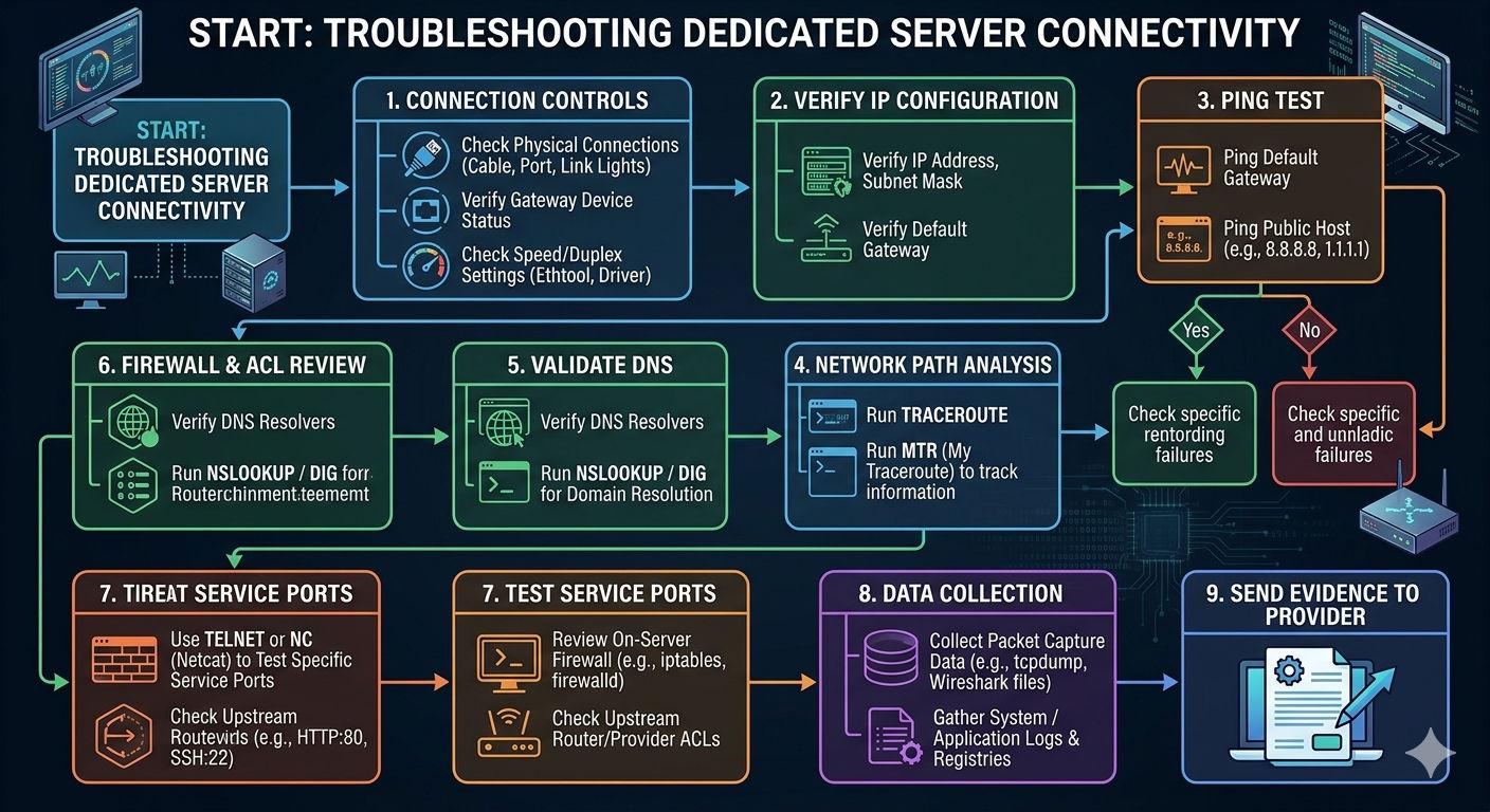 How to solve network connectivity problems on dedicated servers