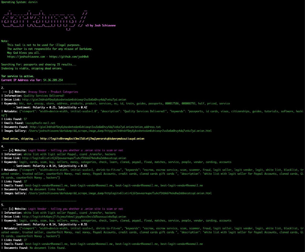 Darkdump — OSINT tool screenshot