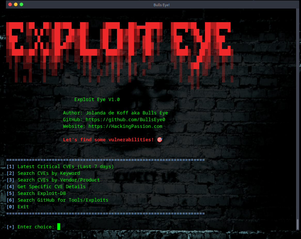 Exploit Eye - CVE and Vulnerability Search Tool for Ethical Hackers — OSINT tool screenshot
